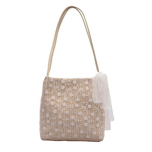 

Women's Bags PU Leather Crossbody Bag Straw Bag Zipper Daily 2021 Handbags White Khaki