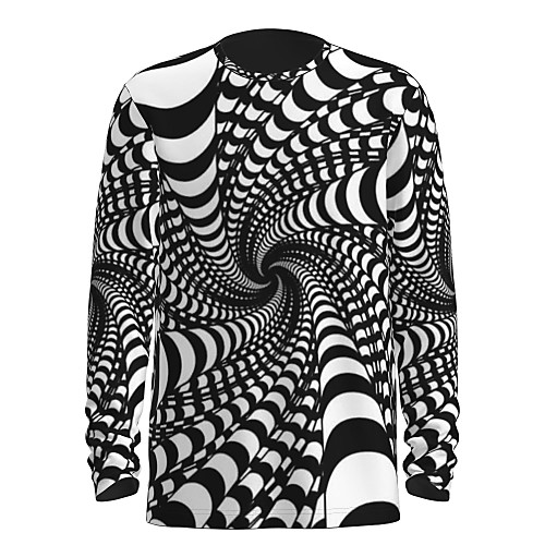

Men's T shirt 3D Print Graphic Abstract 3D Print Long Sleeve Daily Tops Black / White