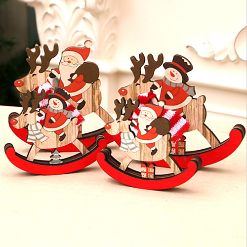 

Wooden Three-Dimensional Christmas Decorations Window Display Rocking Horse Christmas Indoor Santa Claus Small Gifts 1412/109