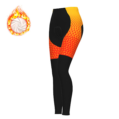 

21Grams Women's Cycling Tights Cycling Pants Winter Fleece Bike Tights Padded Shorts / Chamois Pants Thermal Warm Fleece Lining Breathable Sports Yellow Mountain Bike MTB Road Bike Cycling Clothing