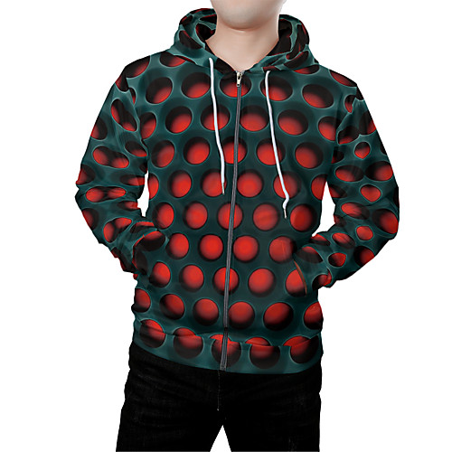 

Men's Zip Up Hoodie Sweatshirt Graphic 3D Front Pocket Hooded Daily Weekend 3D Print 3D Print Hoodies Sweatshirts Long Sleeve Red