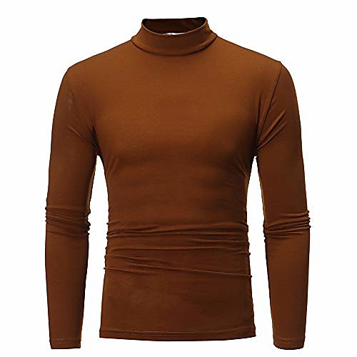 

zainafacai mens short sleeve tops,mens turtleneck spring autumn t-shirt pure color plus size blouse (l, coffee)