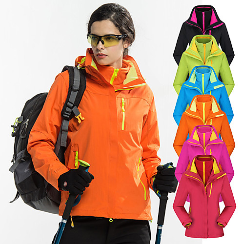 

Women's Hiking Jacket Hiking 3-in-1 Jackets Ski Jacket Winter Outdoor Solid Color Thermal Warm Waterproof Windproof UV Resistant Hoodie Winter Jacket Top Single Slider Camping / Hiking Ski