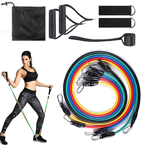 

Resistance Band Set Stretch Out Strap Suspension Trainer Basic Kit 11 pcs Resistance Bands 5 Stackable Exercise Bands Door Anchor Sports Latex Home Workout Gym Workout Exercise & Fitness Portable