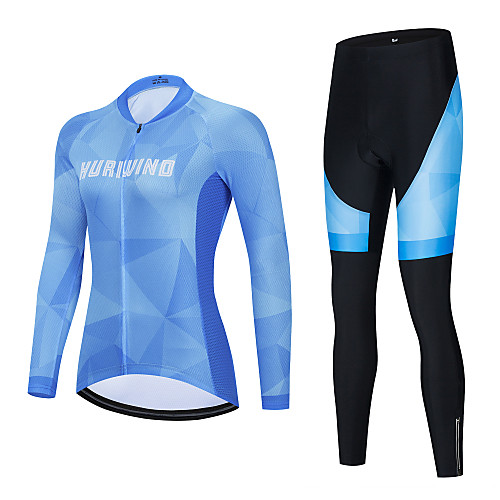 

21Grams Women's Long Sleeve Cycling Jersey with Bib Tights Cycling Jersey with Tights Winter Black Blue BlackWhite Bike Breathable Quick Dry Sports Geometic Mountain Bike MTB Road Bike Cycling