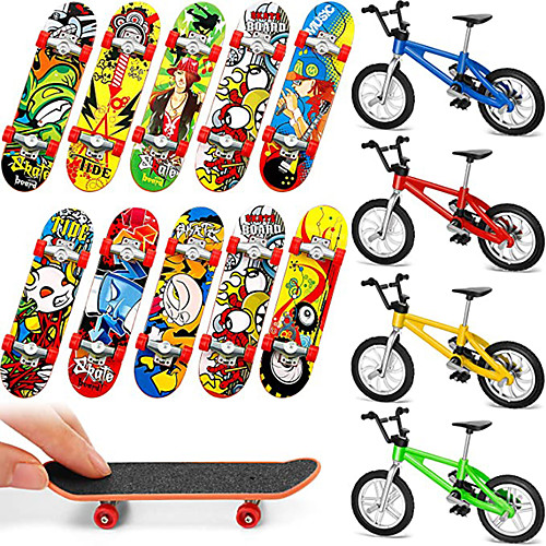 

14 pcs Finger skateboards Mini fingerboards Finger bikes Finger Toys Plastics Alloy Office Desk Toys with Replacement Wheels and Tools Party Favors Kid's Adults All Party Favors for Kid's Gifts