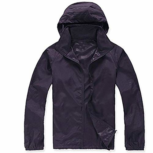 

zsbayu unisex rain jacket men's waterproof jacket outdoor quick dry raincoat windproof casual zipper windbreaker with hood(purple,2xl)