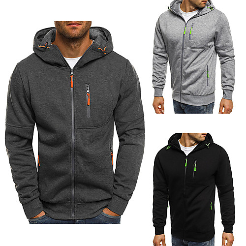 

Men's Long Sleeve Running Track Jacket Full Zip Outerwear Coat Top Athletic Athleisure Winter Thermal Warm Quick Dry Breathable Fitness Gym Workout Running Jogging Training Sportswear Solid Colored