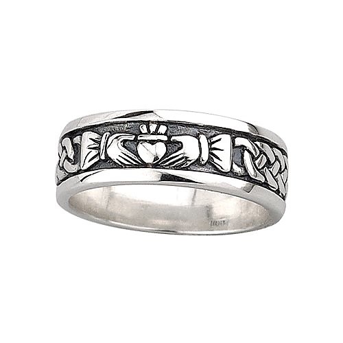 

mens claddagh ring oxidized sterling silver made in ireland size 10