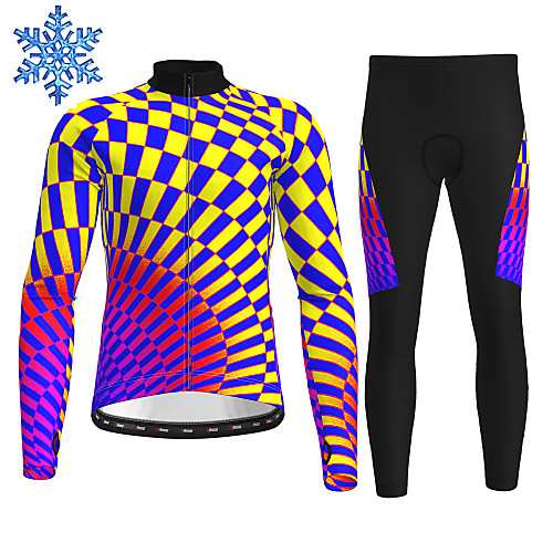 

21Grams Men's Long Sleeve Cycling Jersey with Tights Winter Fleece Black / Yellow Bike Thermal Warm Fleece Lining Breathable Warm Quick Dry Sports Graphic Mountain Bike MTB Road Bike Cycling Clothing