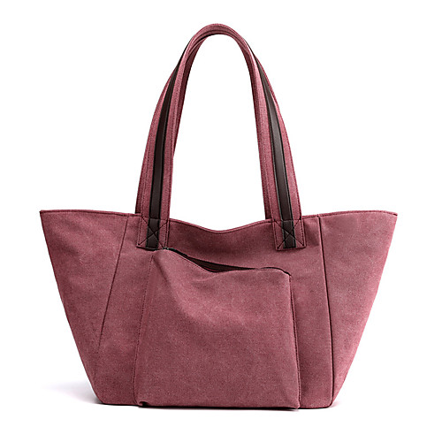 

Women's Bags Canvas Top Handle Bag Zipper Daily Handbags Black Blue Dark Purple Brown