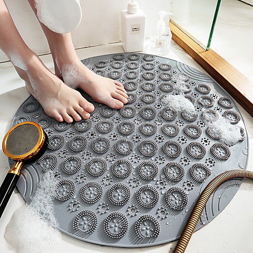 

New Environmentally Friendly Pvc Round Bathroom Non-slip Floor Mat, Household Bathroom Shower Room Suction Cup Hydrophobic Massage Foot Mat