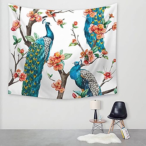 

Wall Tapestry Art Decor Blanket Curtain Picnic Tablecloth Hanging Home Bedroom Living Room Dorm Decoration Polyester Branches Red Flowers Peacock Views