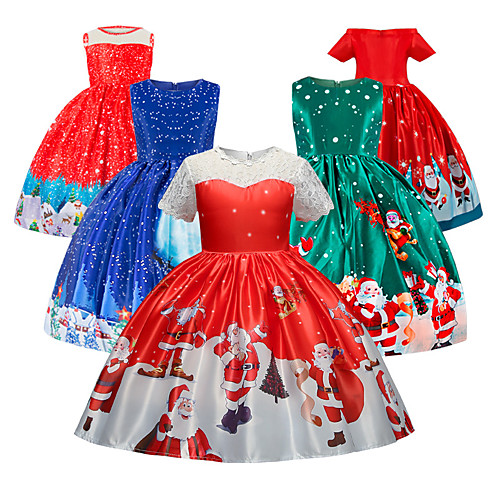 

Santa Claus Masquerade Girls' Kid's Costume Party Christmas Christmas Polyester Dress