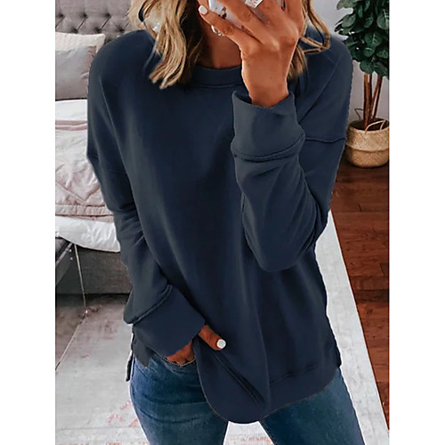 

Women's Pullover Sweatshirt Plain Daily Work Work Casual Hoodies Sweatshirts Blue Blushing Pink Army Green