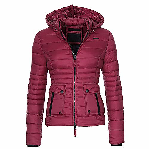 

women's parkas overcoat warm winter coat fashion thicken warm slim hooded jacket wine