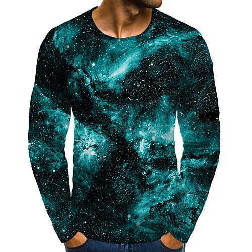 

Men's T shirt 3D Print Graphic 3D Plus Size Print Long Sleeve Daily Tops Green