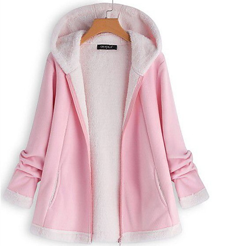 

Women's Solid Colored Active Fall & Winter Teddy Coat Regular Holiday Long Sleeve Cotton Blend Coat Tops Blushing Pink