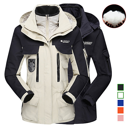 

Women's Hiking Down Jacket Hiking 3-in-1 Jackets Ski Jacket Winter Outdoor Thermal Warm Waterproof Windproof Lightweight Winter Softshell Jacket Coat Top Camping Hunting Fishing Pink off-white Orange