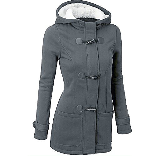

warm windbreaker,leegor lady wool slim coat thickening horns deduction outwear (l, dark grey)