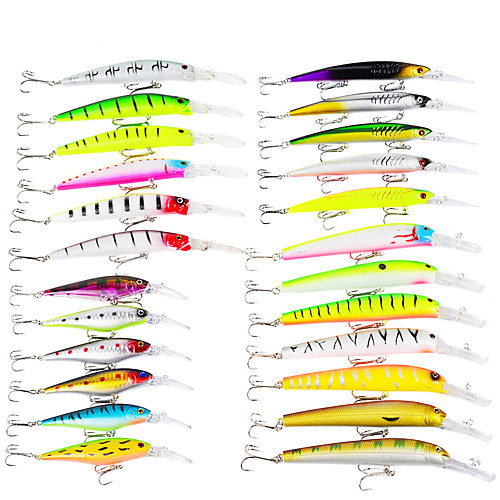 

24 pcs Lure kit Fishing Lures Minnow Lure Packs Bass Trout Pike Bait Casting