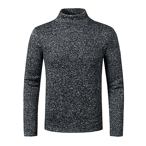 

Men's Basic Solid Color Pullover Long Sleeve Sweater Cardigans Turtleneck Winter Black Light gray Dark Gray