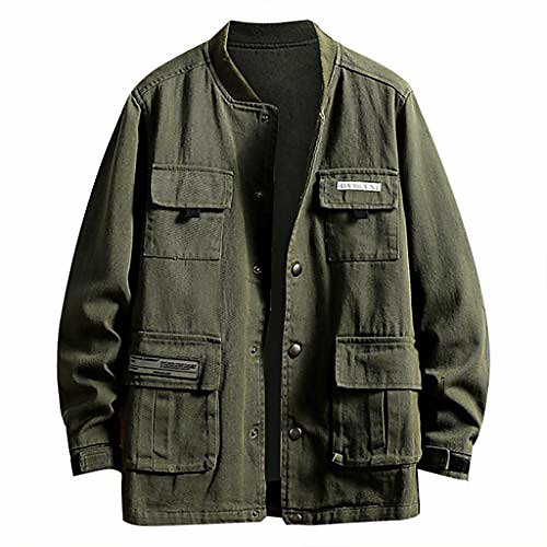

kstare men cargo coat vintage casual fashion loose jacket multiple pockets outwear plus size m-5xl army green