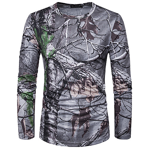 

Men's T shirt Hiking Tee shirt Long Sleeve Tee Tshirt Sweatshirt Top Outdoor Lightweight Breathable Quick Dry Sweat wicking Spring Summer Camo / Camouflage Picture color Hunting Fishing Climbing