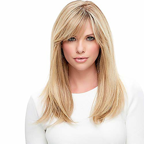 

gold front wig long curly wave natural looking hair 18 inchs full wigs for fashion women (gold, 18'')