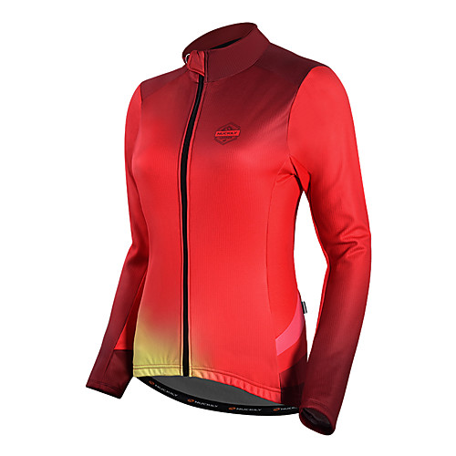 

Nuckily Women's Cycling Jersey Winter Fleece Bike Jersey Top Warm Back Pocket Sports Gradient RedGolden Mountain Bike MTB Clothing Apparel Bike Wear / Micro-elastic / Long Sleeve