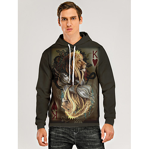 

Men's Pullover Hoodie Sweatshirt Animal Patterned Graphic 3D Front Pocket Hooded Daily 3D Print 3D Print Casual Hoodies Sweatshirts Long Sleeve Army Green
