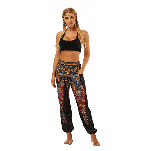 

Women's Yoga Boho Comfort Plus Size Loose Gym Yoga Pants Bloomers Pants Pattern Full Length Print High Waist Purple