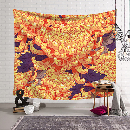 

Chinese Style Wall Tapestry Art Decor Blanket Curtain Hanging Home Bedroom Living Room Decoration Polyester Floral Flower Chrysanthemum Blooming