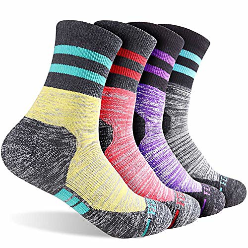 

1 pairs women's hiking walking outdoor recreation socks wicking cushion crew socks (5ws18204-m)