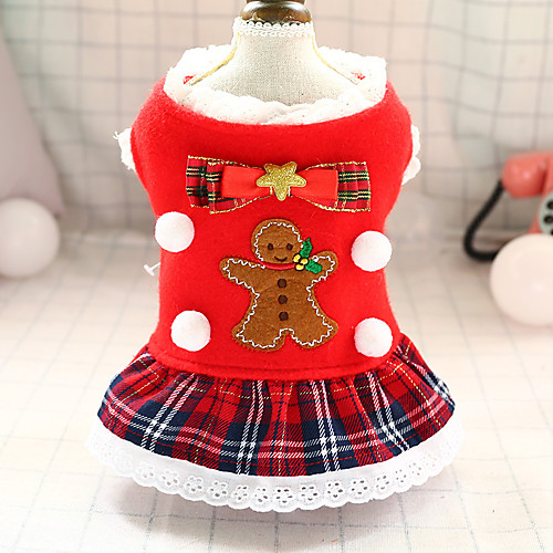 

Dog Cat Costume Dress Christmas Costume Elk Gingerbread Men Santa Claus Cosplay Funny Christmas Party Winter Dog Clothes Puppy Clothes Dog Outfits Breathable Red Costume for Girl and Boy Dog Polyster