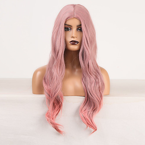 

Cosplay Costume Wig Synthetic Wig Body Wave Deep Wave Middle Part Wig Long Pink / Purple Synthetic Hair Women's Odor Free Fashionable Design Soft Rose Pink / Heat Resistant