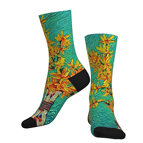 

Crew Socks Compression Socks Calf Socks Athletic Sports Socks Cycling Socks Women's Men's Bike / Cycling Lightweight Breathable Anatomic Design 1 Pair Floral Cotton Green S M L / Stretchy