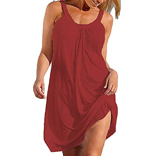 

women's bathing suit cover up for beach pool swimwear short dress red xxl