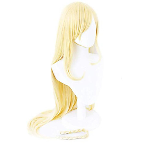 

anime cosplay wig light blonde long straight hair braid wig halloween costume wig
