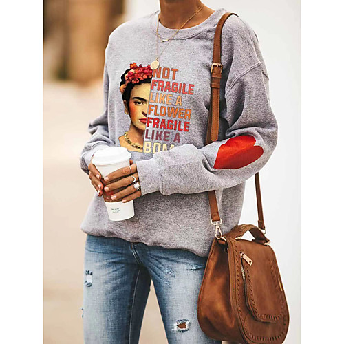 

Women's Pullover Sweatshirt Graphic Daily Casual Hoodies Sweatshirts Gray