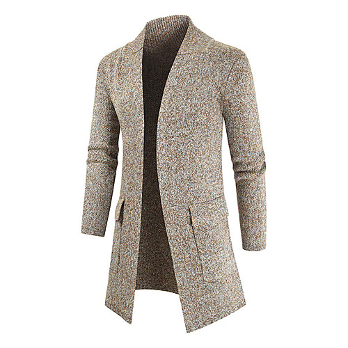 

Men's Knitted Solid Color Cardigan Long Sleeve Sweater Cardigans Shirt Collar Fall Army Green Khaki Dark Gray