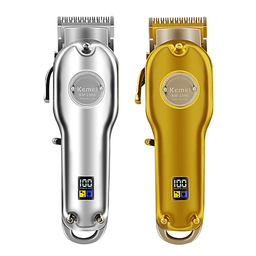 

Kemei 1986 All-metal Barber Professional Hair Clipper Electric Cordless LCD Hair Trimmer Gold Silver Hair Cutting Machine Mower