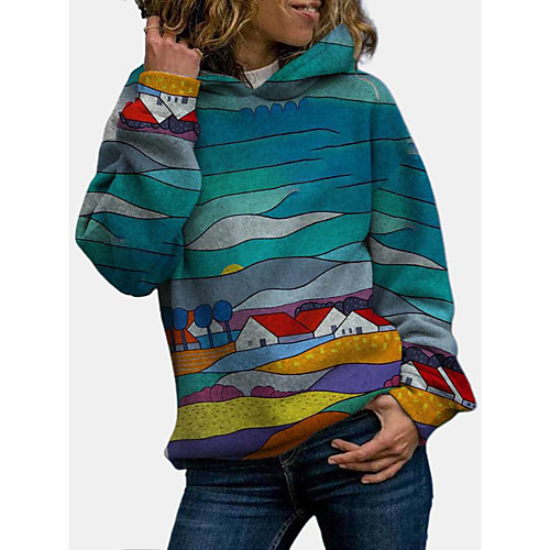 

Women's Pullover Hoodie Sweatshirt Scenery Christmas Daily Casual Christmas Hoodies Sweatshirts Blue Purple Green