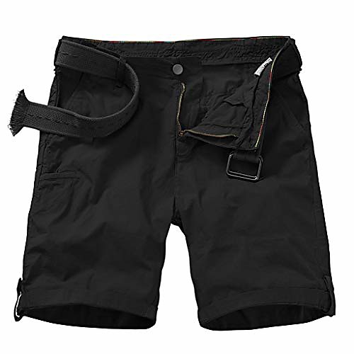 

men's classic relaxed fit stretch cargo shorts comfort flat front hiking shorts,black,32