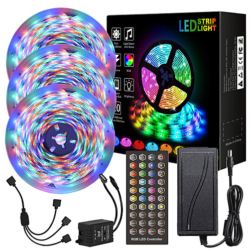 

15M LED Strip Lights RGB LED Light Strip Music Sync Can be Timed LED Strip 10M 15M 20M 2835 SMD Color Changing LED Strip Light and 40 Keys Remote Controller for Bedroom Home TV Back Lights