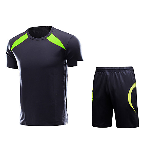 

Men's Patchwork Tracksuit Activewear Set Athletic Athleisure Short Sleeve 2pcs Breathable Quick Dry Moisture Wicking Fitness Gym Workout Running Walking Jogging Sportswear Normal Outfit Set Clothing