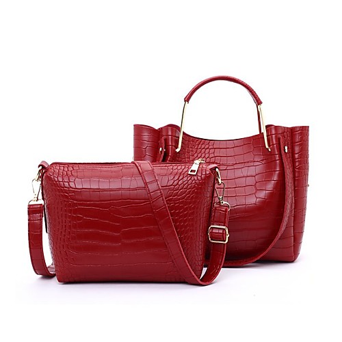 

Women's Bags PU Leather Bag Set 2 Pieces Purse Set Zipper Daily Outdoor Bag Sets 2021 Handbags White Black Blue Purple