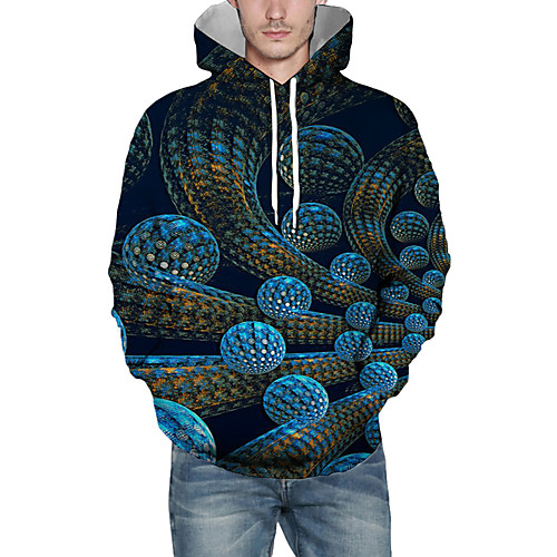 

Men's Pullover Hoodie Sweatshirt Graphic Abstract 3D Front Pocket Daily 3D Print 3D Print Casual Hoodies Sweatshirts Navy Blue