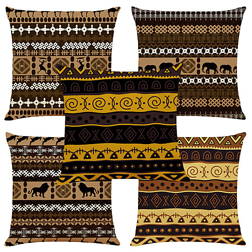 

Cushion Cover 5PC Linen Soft Decorative Square Throw Pillow Cover Cushion Case Pillowcase for Sofa Bedroom 45 x 45 cm (18 x 18 Inch) Superior Quality Mashine Washable
