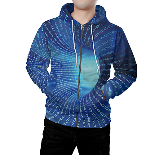 

Men's Zip Up Hoodie Sweatshirt Graphic 3D Front Pocket Hooded Daily Weekend 3D Print 3D Print Hoodies Sweatshirts Long Sleeve Blue